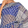 Navy Blue Georgette Block Print Saree