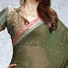 Olive Green and Maroon Color Saree Shimmer Georgette