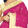 Dark Magenta and Cream Color Saree on Pure Silk