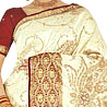 Off White and Maroon Color Saree on Brocade Silk