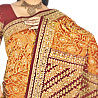 Golden Orange and Maroon Color Saree on Brocade Silk