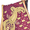 Dark Magenta and Orange Color Saree on Pure Silk