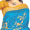 Dark Firozi and Golden Brown Color Saree on Pure Silk