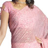 Georgette Saree In Pink With Net Pallu