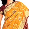 Mustard and Maroon Color Kanchipuram Silk Saree