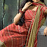 Designer Dress Material In Red And Dull Green