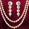 Jagdamba 2 Line Pink Oval Pearl Set